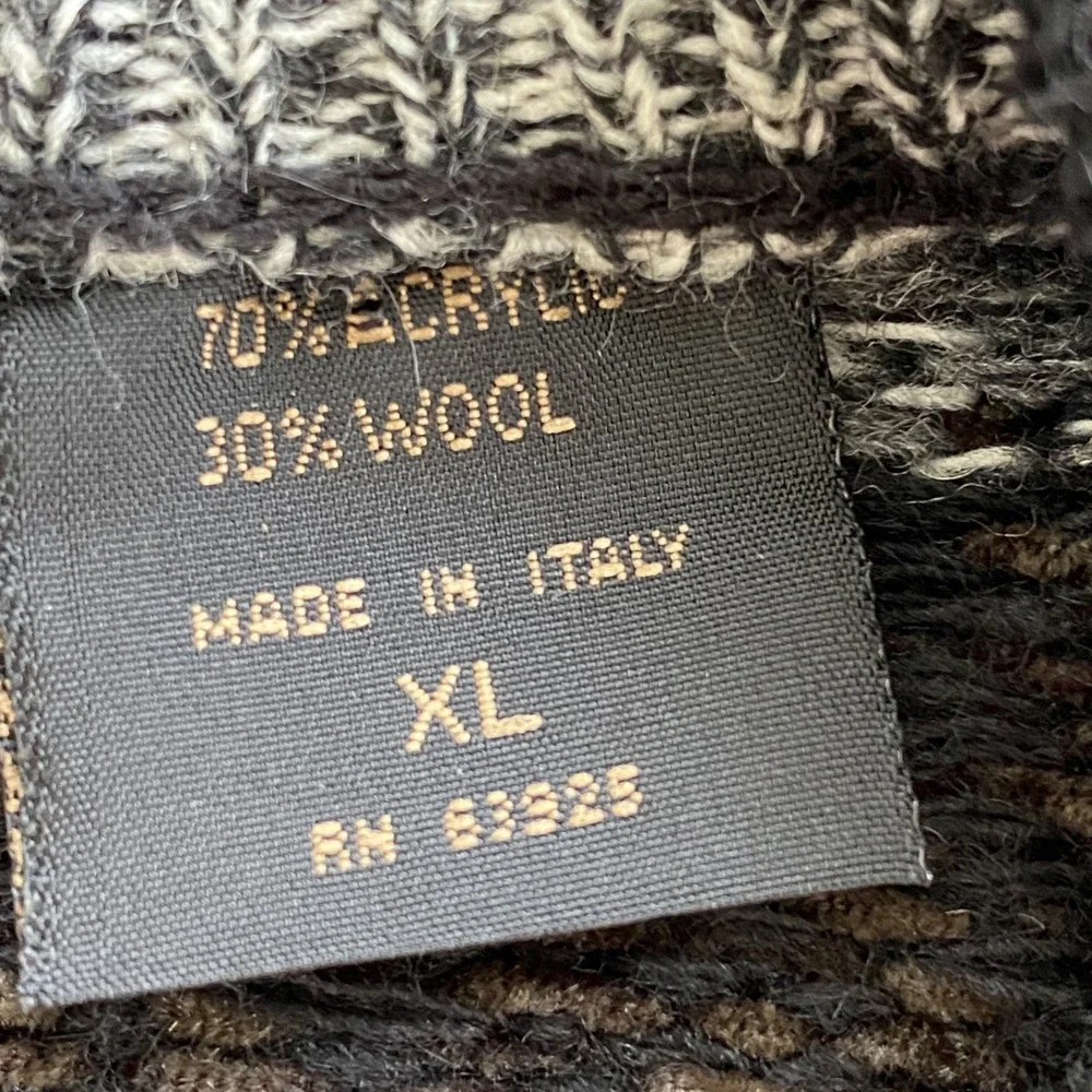 Vintage Cortina Mens 3D Knit Striped Wool Blend Sweater Size XL Made in Italy